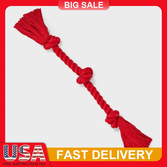 15 Inch Red Rope Dog Toy for Aggressive Chewers Tough Durable Tug of War Fetch Interactive Play Puppy Teeth Cleaning Chew