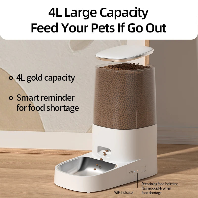 ROJECO Automatic Cat Feeder Pet Smart Cat Food Kibble Dispenser Remote Control WiFi Auto Feeder For Cats Dog Accessories