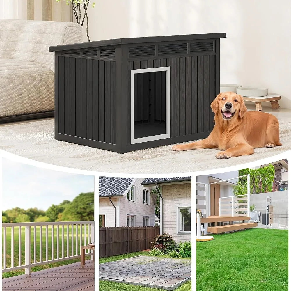 Large Weatherproof Dog House with Removable Roof for Indoor & Outdoor Use - Spacious, Houses, Kennels