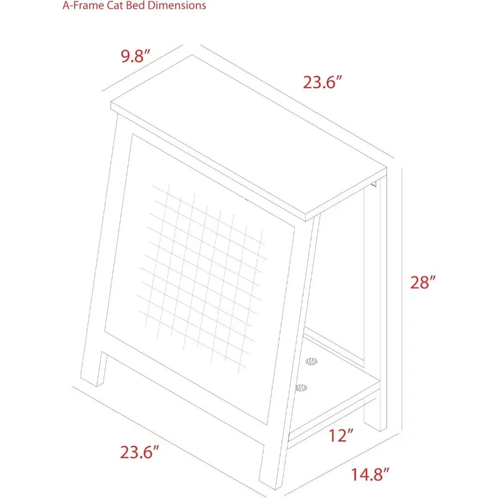 Wooden Cat Furniture Bed Scratching Post, End Table with Durable Sisal Board Scratcher Pad for Kitty