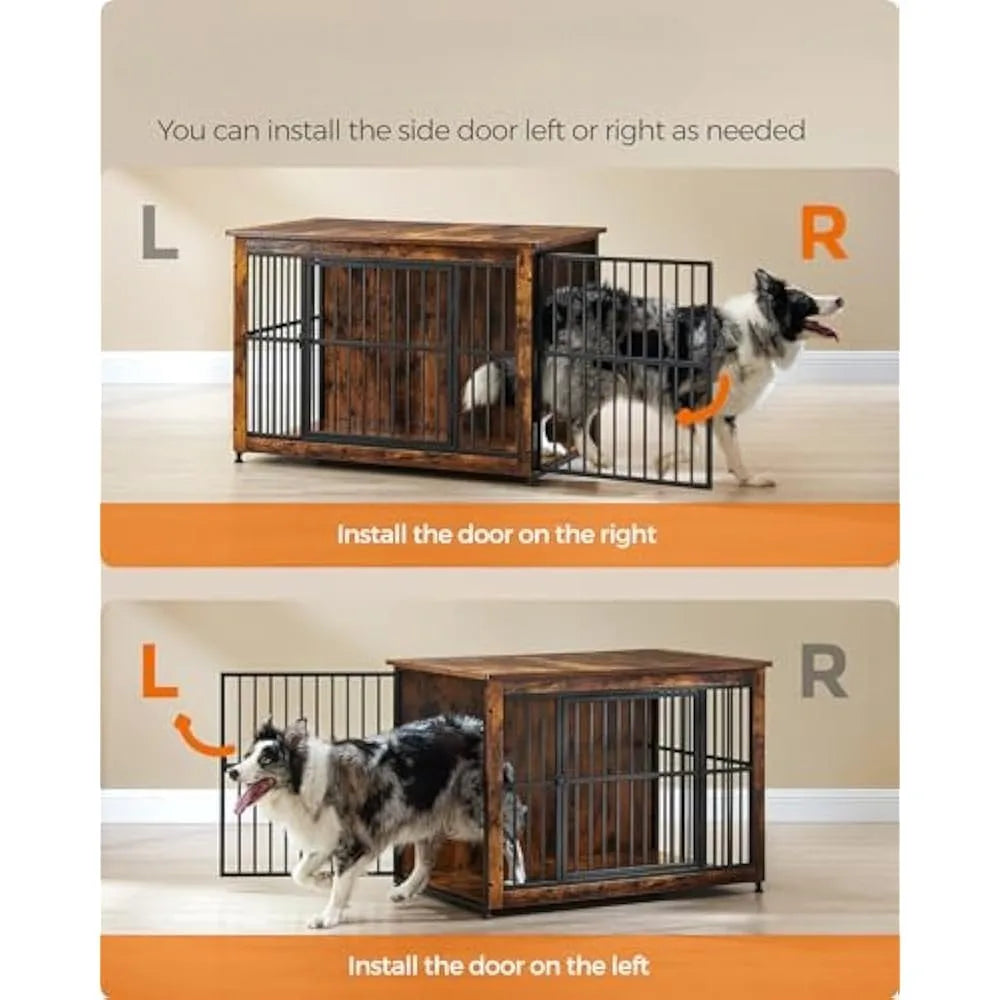 Dog Crate Furniture, 38.6" Side End Table, Modern Kennel for Dogs Indoor Up To 70 Lb, Heavy-Duty Dog Cage with Enclosed Base