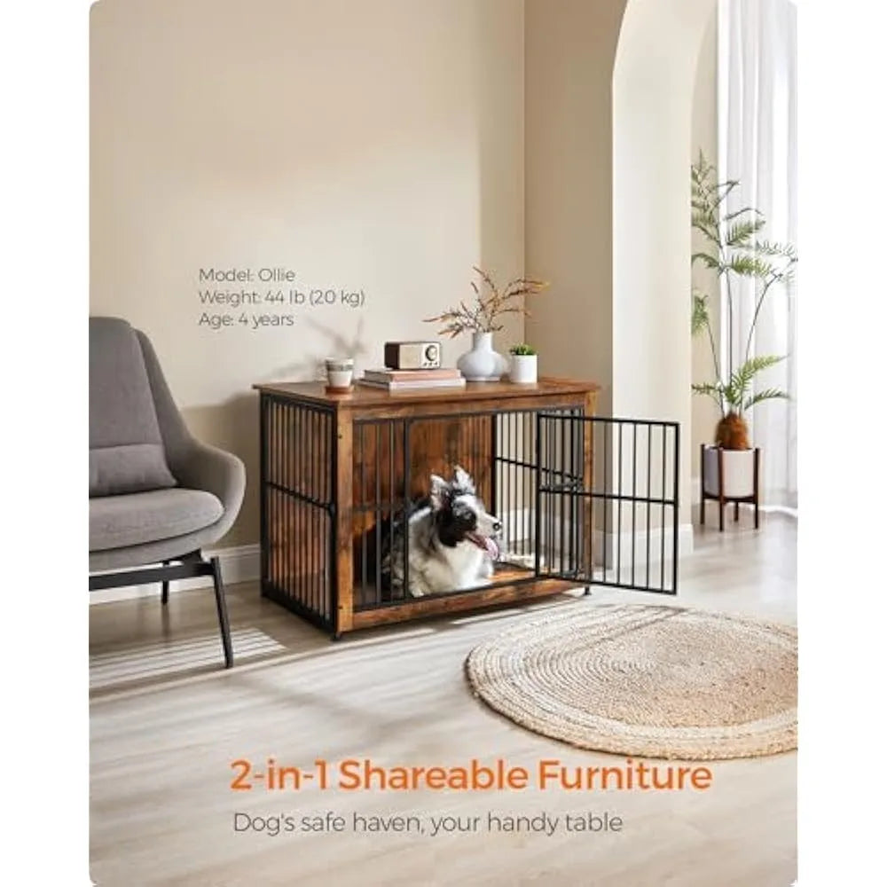 Dog Crate Furniture, 38.6" Side End Table, Modern Kennel for Dogs Indoor Up To 70 Lb, Heavy-Duty Dog Cage with Enclosed Base