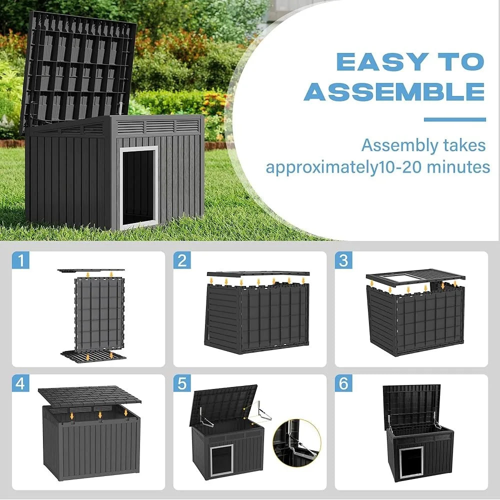 Large Weatherproof Dog House with Removable Roof for Indoor & Outdoor Use - Spacious, Houses, Kennels