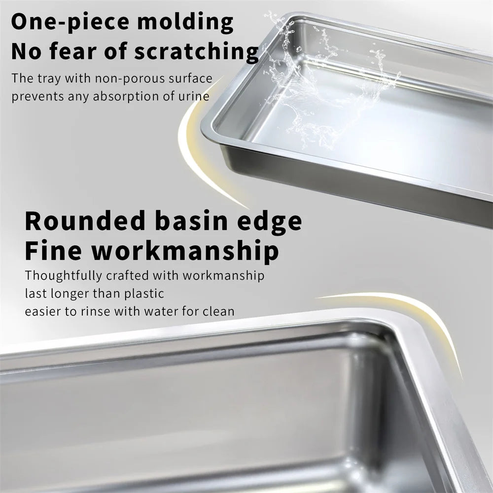 Enclosed Stainless Steel Cat Litter Box with Lid Scoop Large Litter Box Covered Top Entry Litter Pan High Sided Easy Cleaning