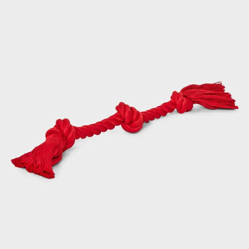 15 Inch Red Rope Dog Toy for Aggressive Chewers Tough Durable Tug of War Fetch Interactive Play Puppy Teeth Cleaning Chew