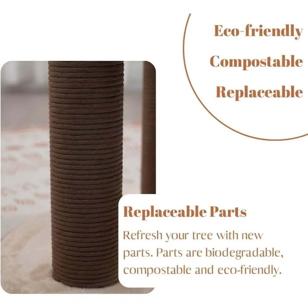 49" High 5-Level Large Cat Tree with Recycled Paper Rope Scratching Posts, Plush Cushions, Handwoven Baskets, Teaser Toy