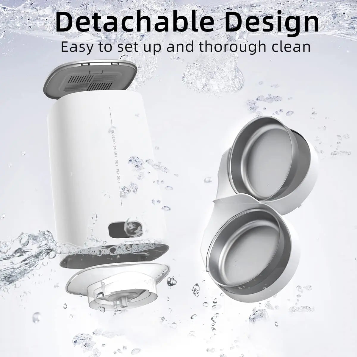 ROJECO Automatic Cat Feeder Pet Smart Cat Food Kibble Dispenser Remote Control WiFi Auto Feeder For Cats Dog Accessories