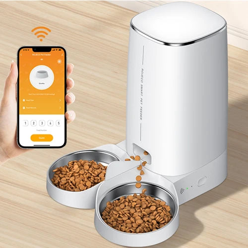 ROJECO Automatic Cat Feeder Pet Smart Cat Food Kibble Dispenser Remote Control WiFi Auto Feeder For Cats Dog Accessories